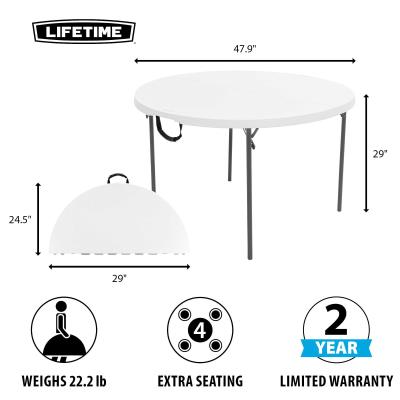 Lifetime 48 Inch Round Fold In Half, Lifetime 6 Round Folding Table 48