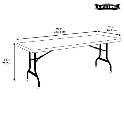 Lifetime 8 Foot Folding Table Commercial, White Folding Table Dimensions