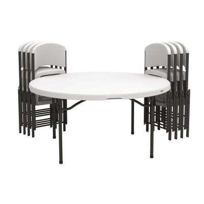 Lifetime 60 Inch Round Table And 8, Commercial Round Tables And Chairs