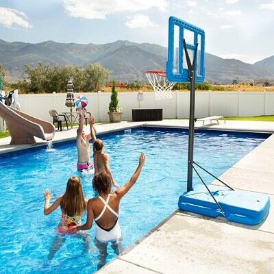 Lifetime 1306 Pool Side Height Adjustable Portable Basketball System 44 Inch for sale online 