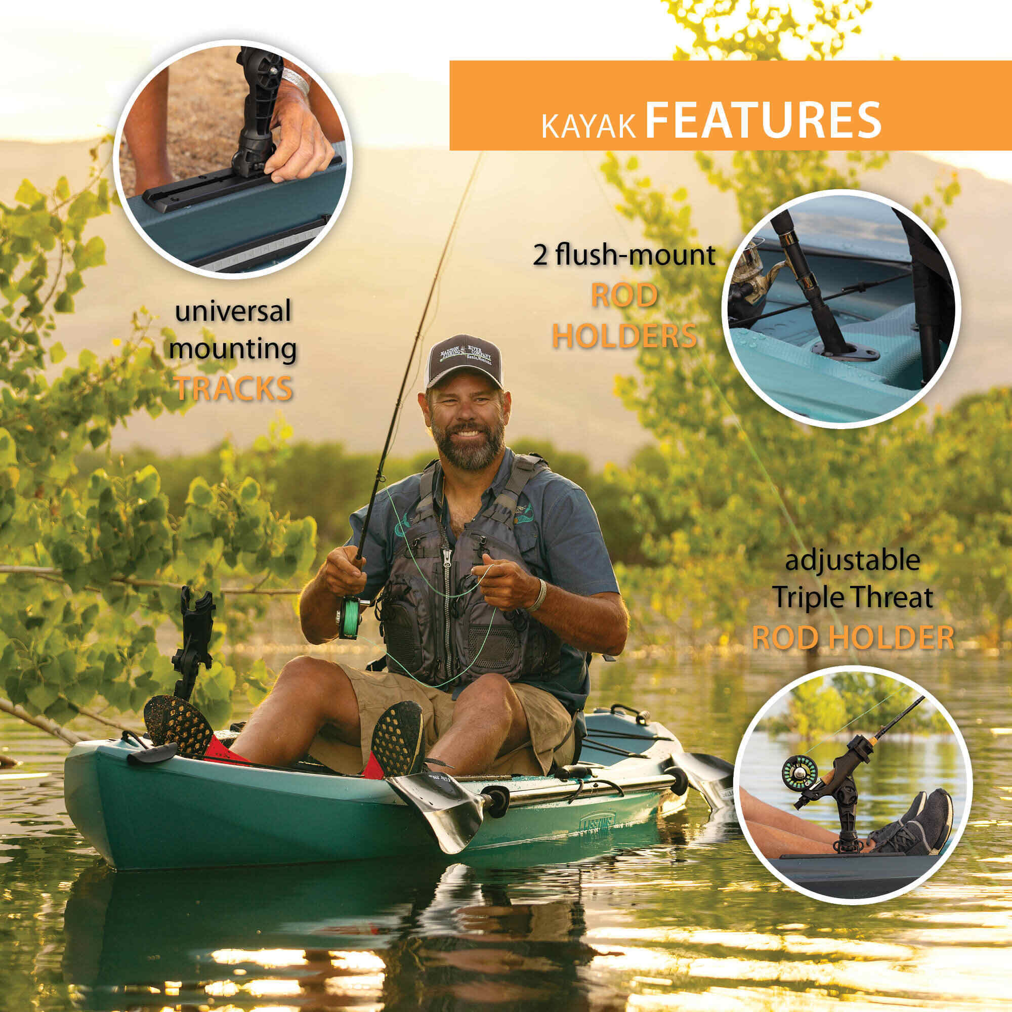 Adjustable Kayak Fishing Pole Holder Holder For Kayaks, Rail