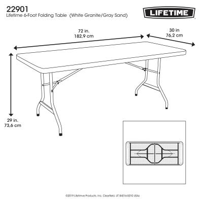 Lifetime 6 Foot Folding Table Commercial, White Folding Table Dimensions