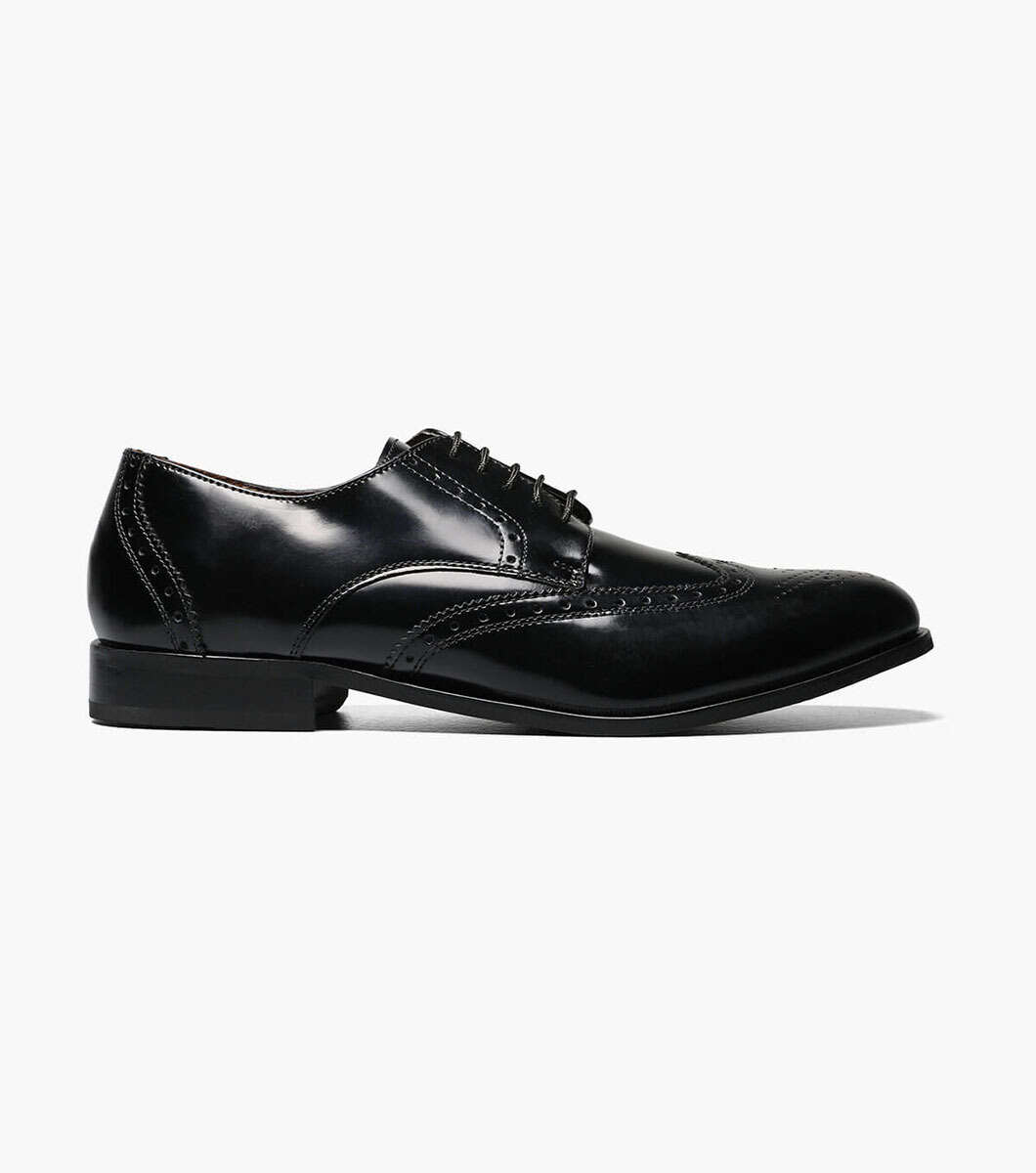 Florsheim Men's Brookside leather wing tip oxford Black Shoes 11231-001 