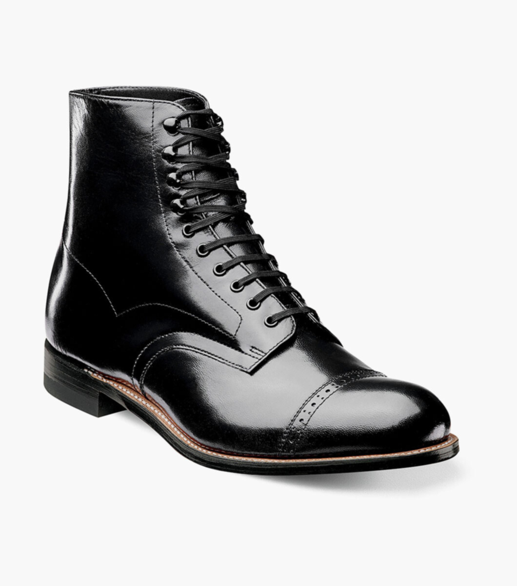 Details about   Men's Stacy Adams Madison Black Leather Cap Toe Dress Shoes 