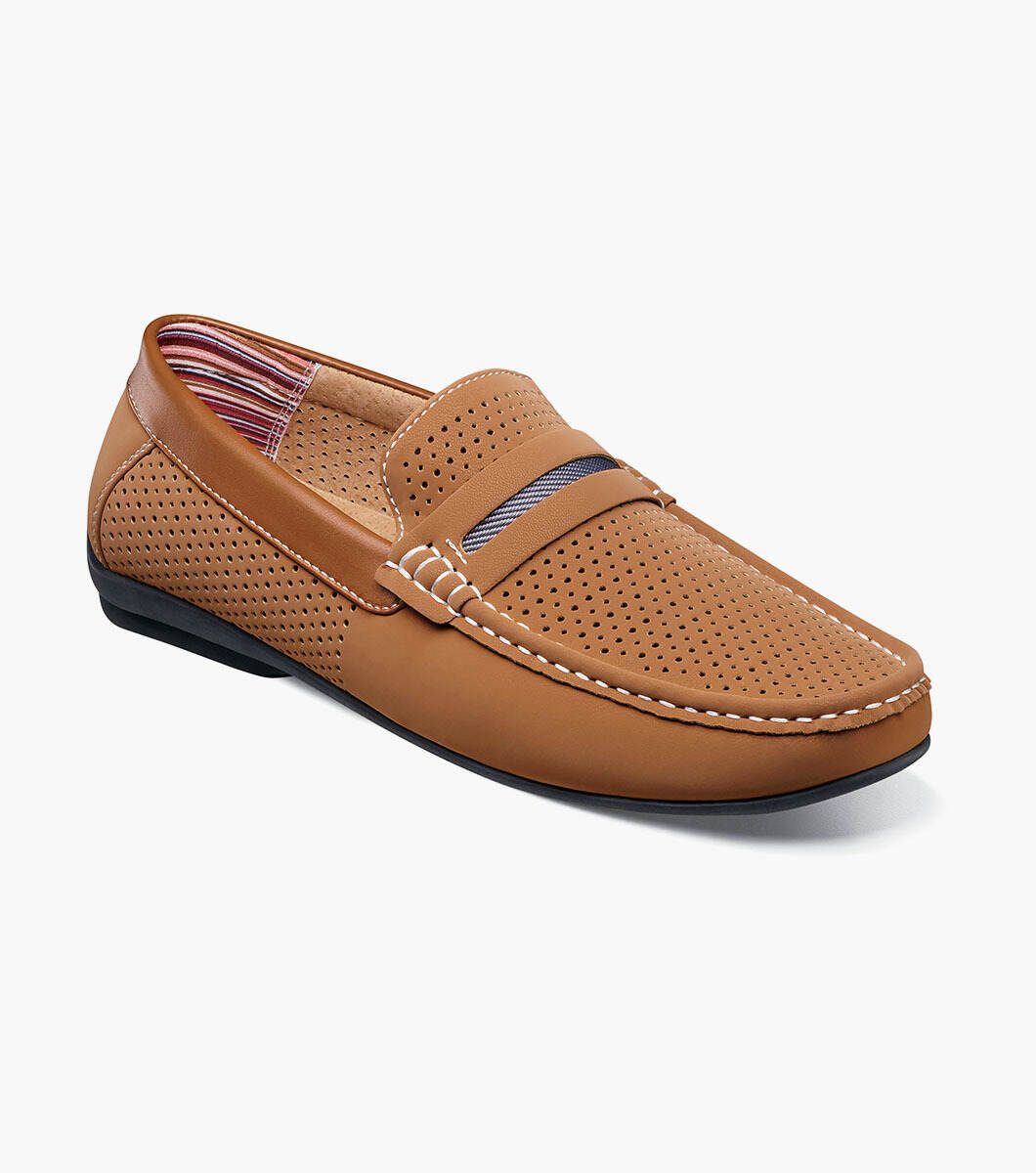Stacy Adams Loafer Mens Shoes Light Brown Perforated Slip On Casual Size 8 Stacy Adams Men main image 4