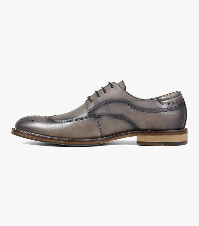 Stacy Adams Fetcher Wingtip Oxford Men's Shoes Leather Gray  25303-020 