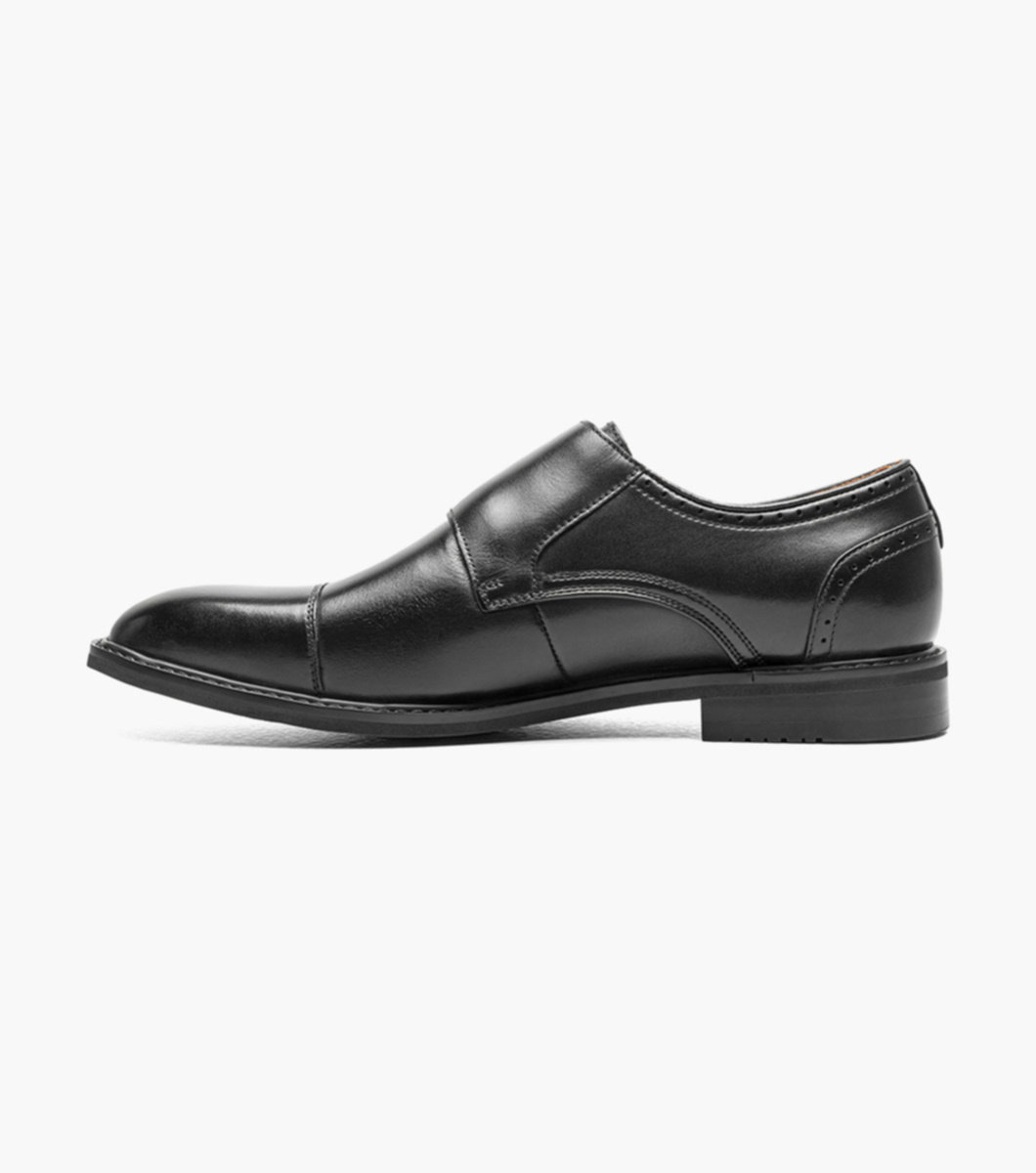 Stacy Adams Double Monk Strap Mens 8.5 Black Excellent Cap Toe Dress Oxfords Stacy Adams Bayne Leather Cap Toe Double Monk Strap Dress  main image 2
