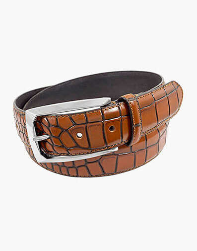 Stacy Adams Men's 32mm Genuine Leather Lizard Skin Print Belt With Buckle 