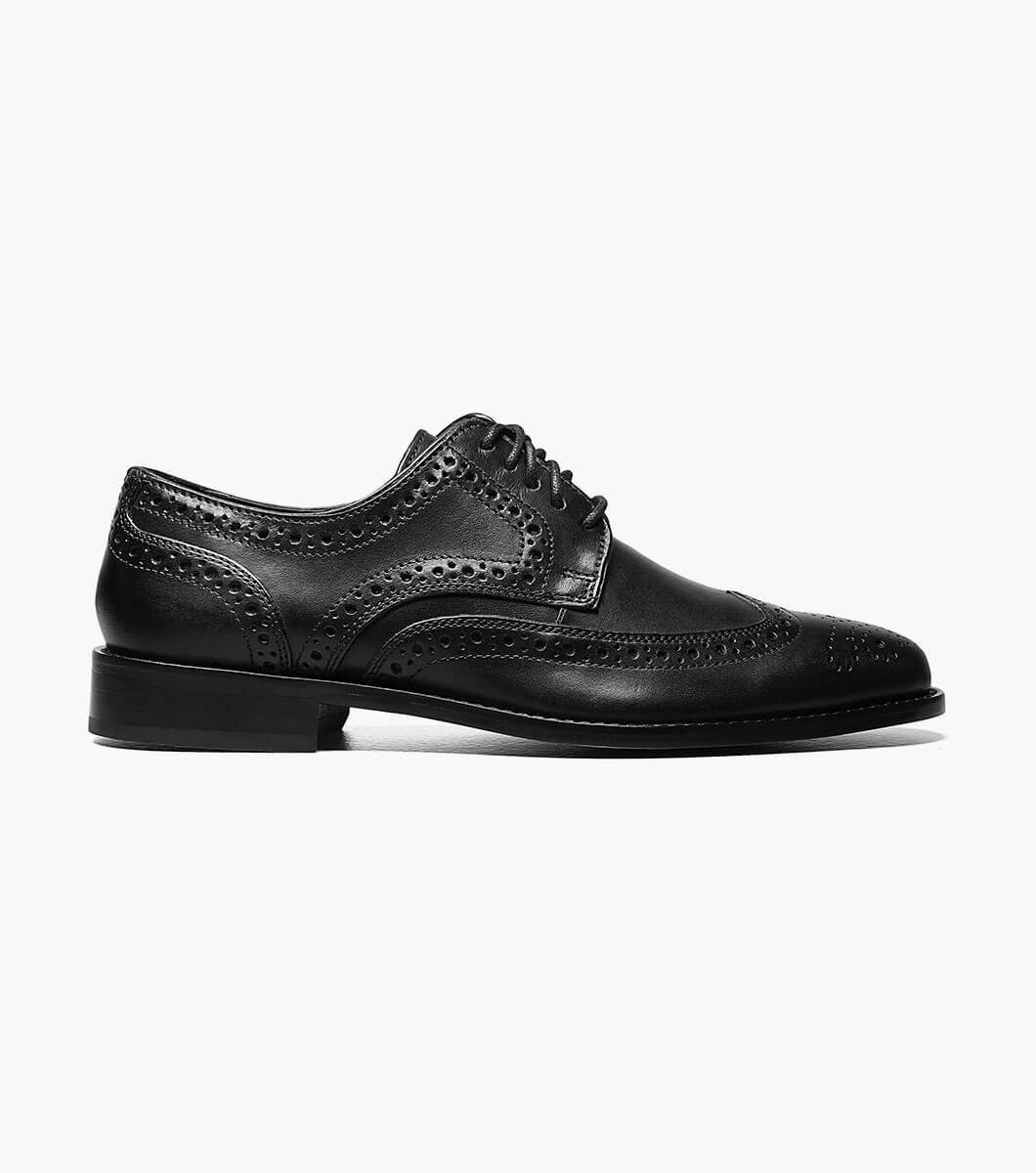 Nunn Bush Men's Shoes Nelson Black Leather Wing Tip Oxford Lace Up 84525-001 