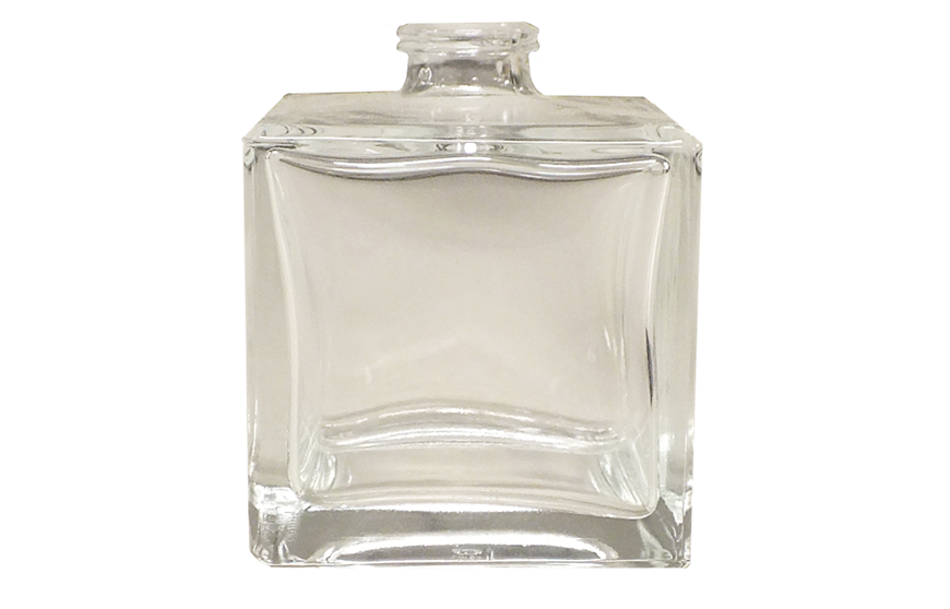 Perfume Bottle, Clear Glass, Gold Aluminium Top