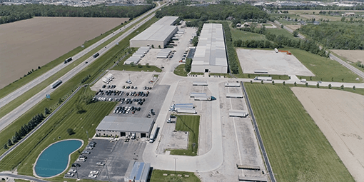 Aerial image of the Keller Logistics Group complex in Defiance Ohio on Careers page 