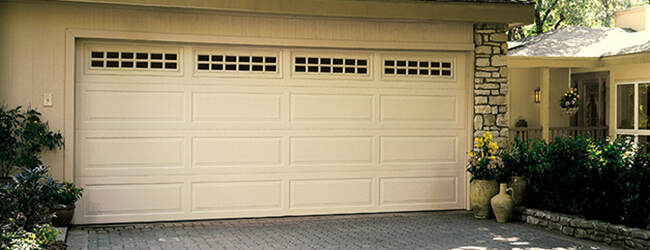 Traditional Steel Garage Doors, Almond Garage Door With Windows