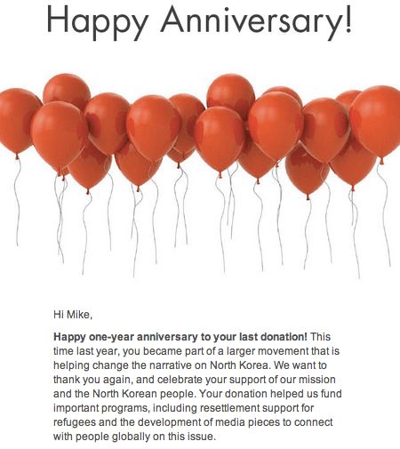 LiNK Anniversary Email to thank donors
