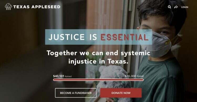 texas appleseed peer-to-peer campaign donation button