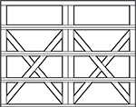 carriage house steel garage door design - 4 rows 2 x on bottom 3 rows