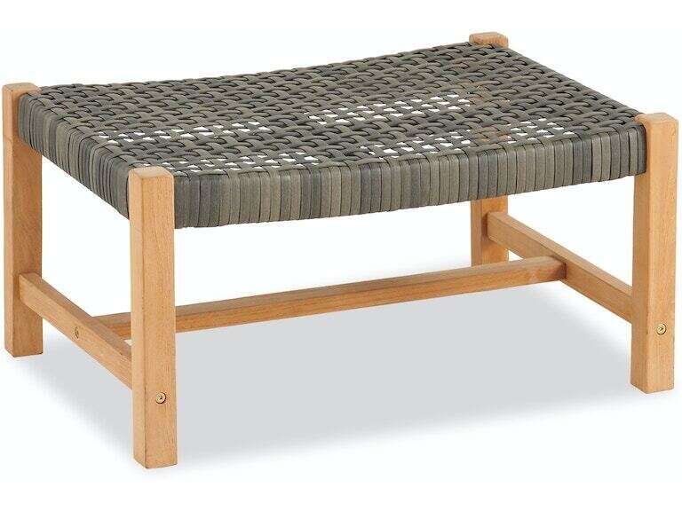 Outdoor Patio Hampton Driftwood Wicker And Solid Teak Ottoman 2952088 Chair King - Driftwood Color Outdoor Furniture