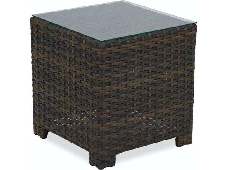 Outdoor Patio Modena Aspen, Outdoor Wicker End Table With Glass Top