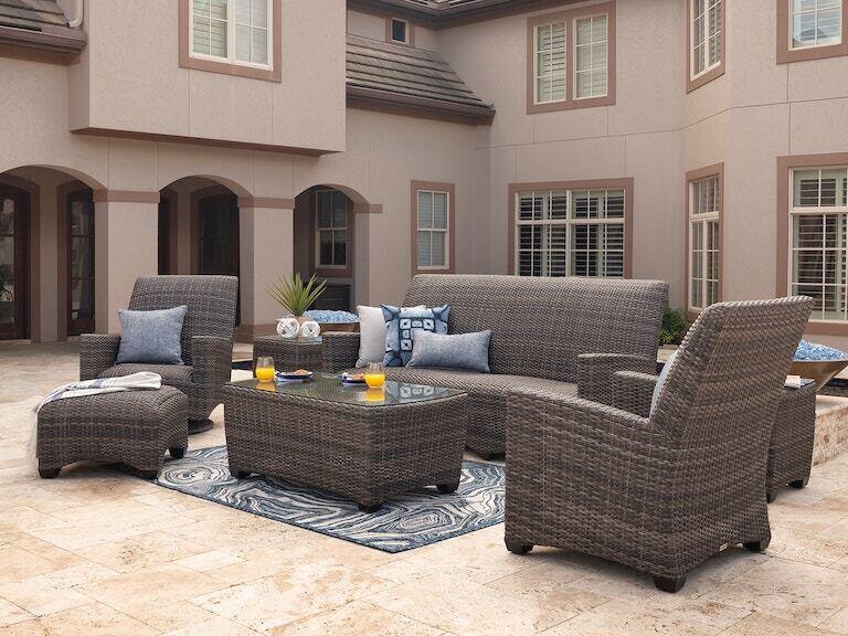 Living Room Sydney Husk Outdoor Wicker, Wicker Patio Sets Without Cushions
