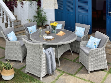 Rudolph 7pc Wicker Patio Dining Set With Cushions - Brown - Christopher  Knight Home : Target