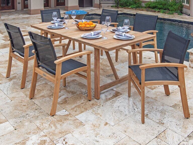 Sedona Natural Stain Teak And Sling 7, How To Stain Teak Patio Furniture