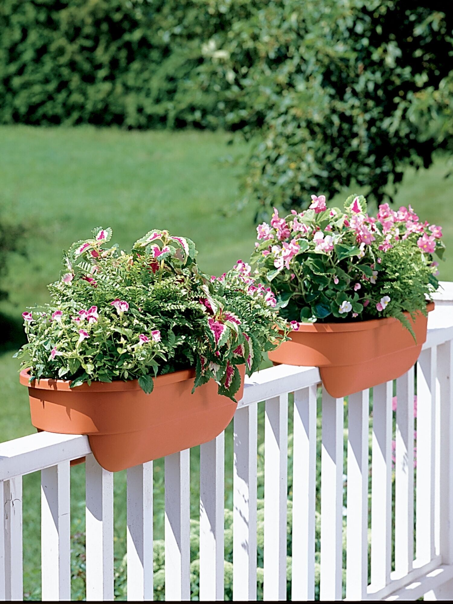 Oval Hanging Planter Plant Pots Trough Garden Fence Balcony Railing Flower Pot 