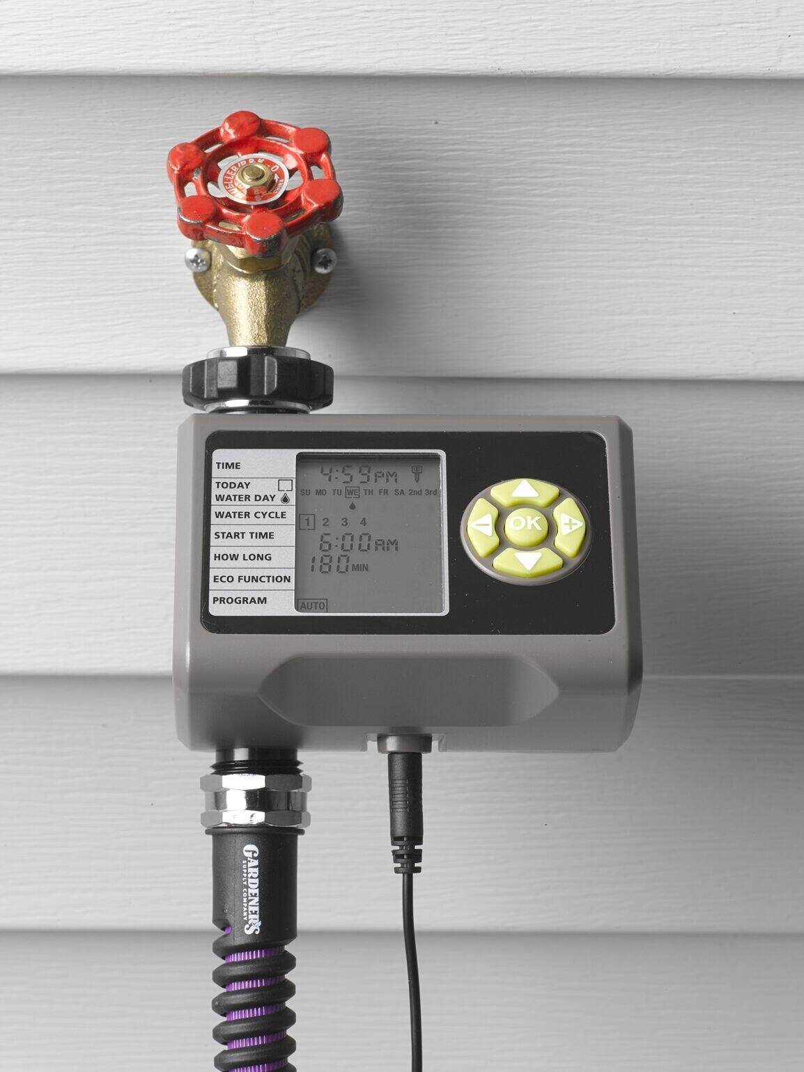 Automatic Garden Water Timer System w/ Soil Moisture Sensor Solar 90º Valve 