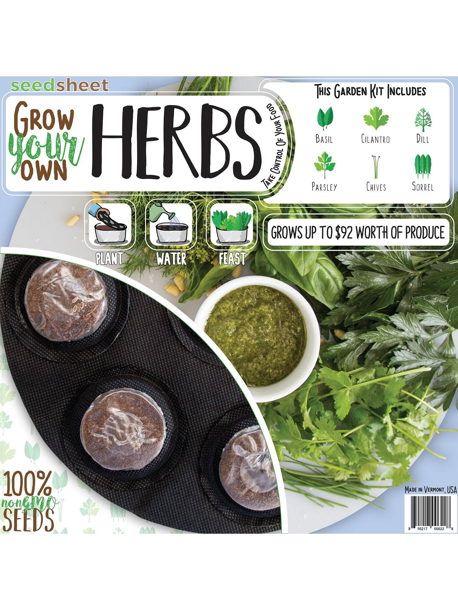 Seedsheet Grow Your Own Herbs Container Garden Complete Kit 