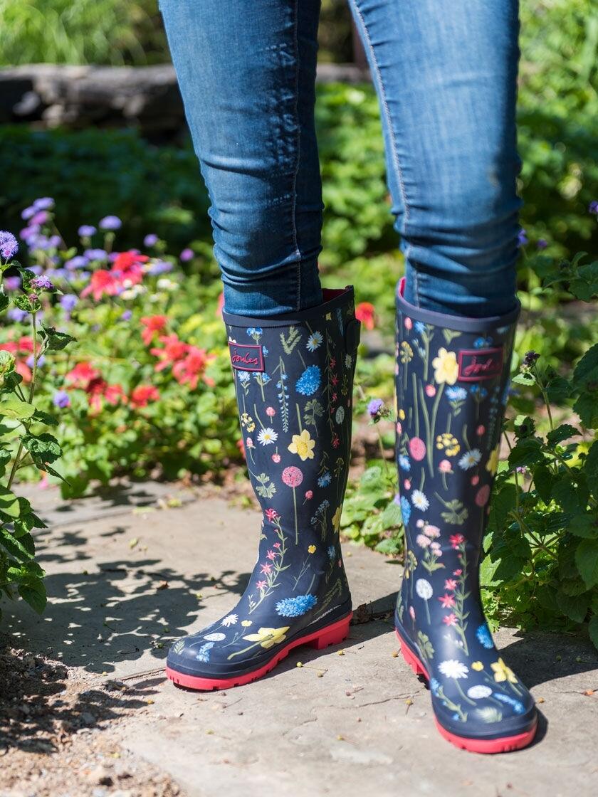 Joules Welly Print Boots Black Bee French Navy Fay Floral Olive Clematis 
