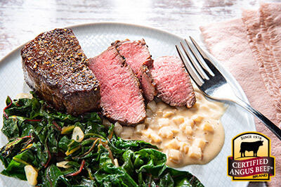 Pan Roasted Filet with Apple-Dijon White Wine Sauce recipe provided by the Certified Angus Beef® brand.