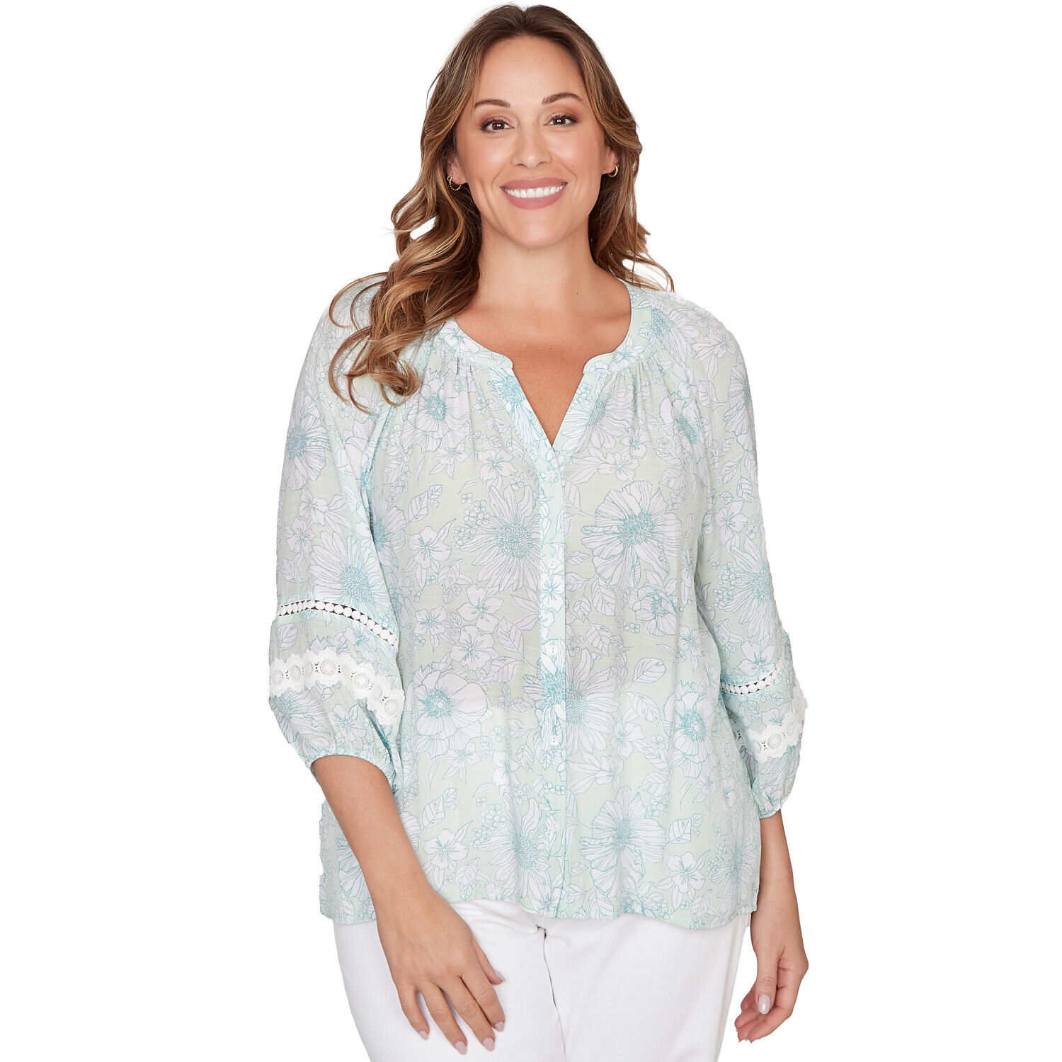 Chemisier Femme Worthington Taille 3X - Turquoise Coton - Occasion Très Bon état