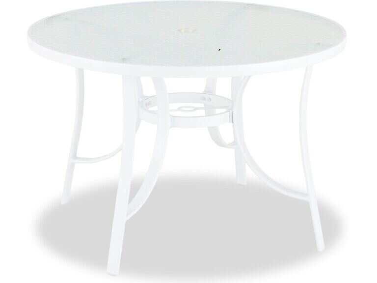 Outdoor Patio Cape C White Aluminum, 42 Inch Round Glass Top Patio Table