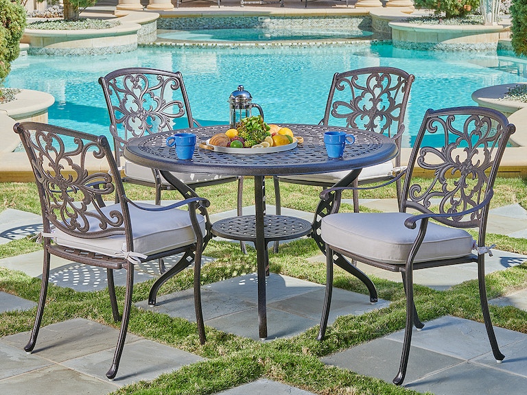 Living Room Carlisle Aged Bronze Cast Aluminum 5 Pc Dining Set With 48 In D Table 7667611 - Bronze Color Patio Set