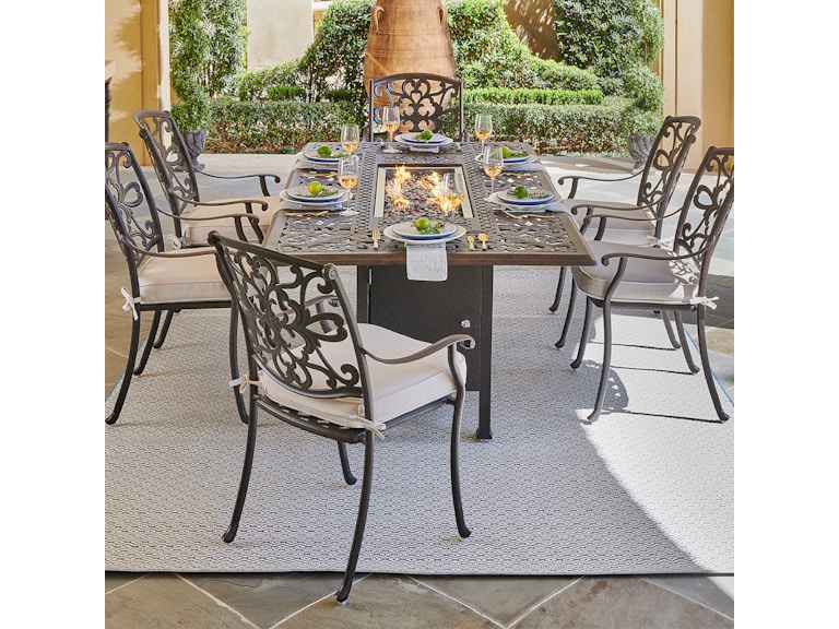 Carlisle Aged Bronze Cast Aluminum, Outdoor Dining Table Sets With Fire Pit