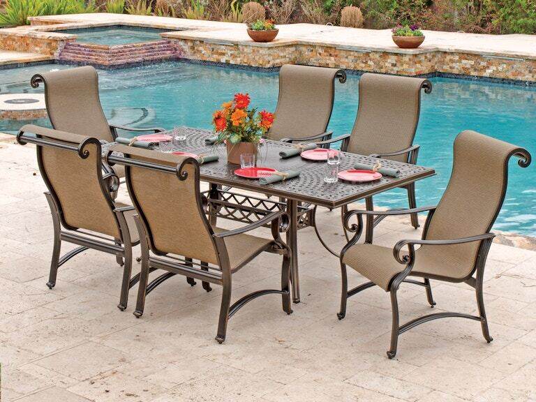 7 Pc Mattox Sling Dining Set, Outdoor Furniture Without Cushions
