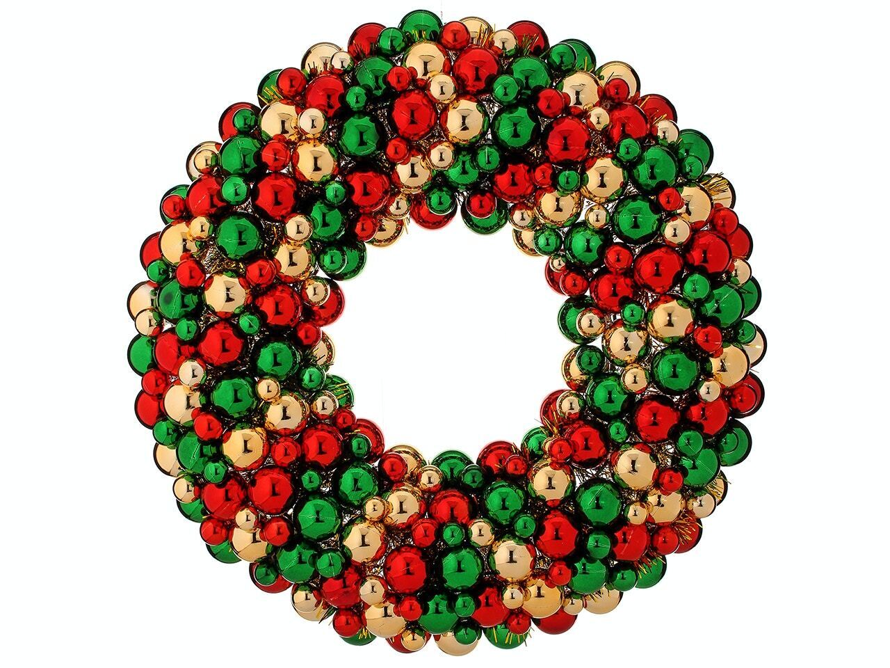 Details about   Metal Bell Wreath Red Green Gold Bells Poinsettia Plastic Balls 11"