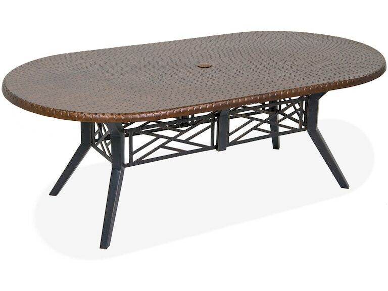Copper Hammered Top Dining Table, Copper Outdoor Furniture