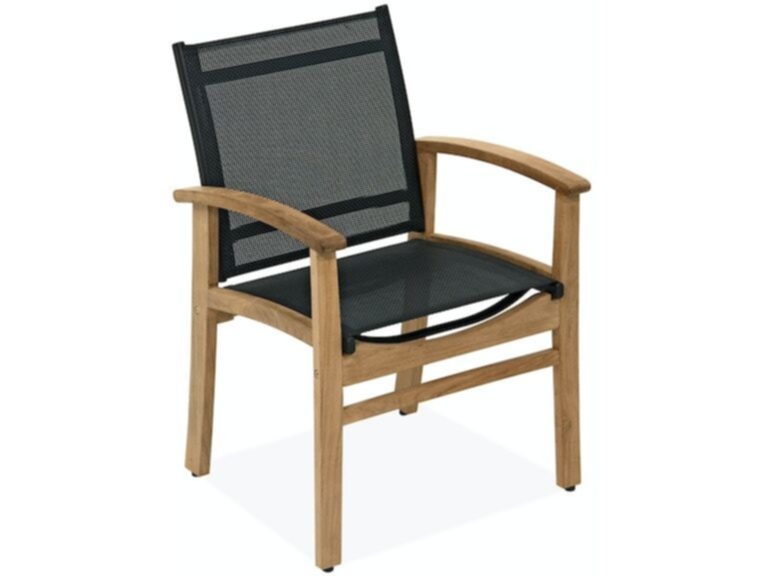 Solid Teak And Black Sling Dining Chair, Solid Teak Outdoor Furniture