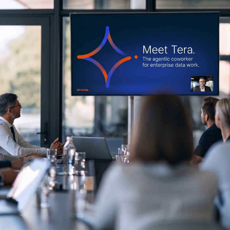 Team watching a Meet Tera presentation on screen