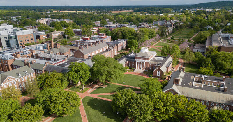 Aerial view of University of Delaware campus