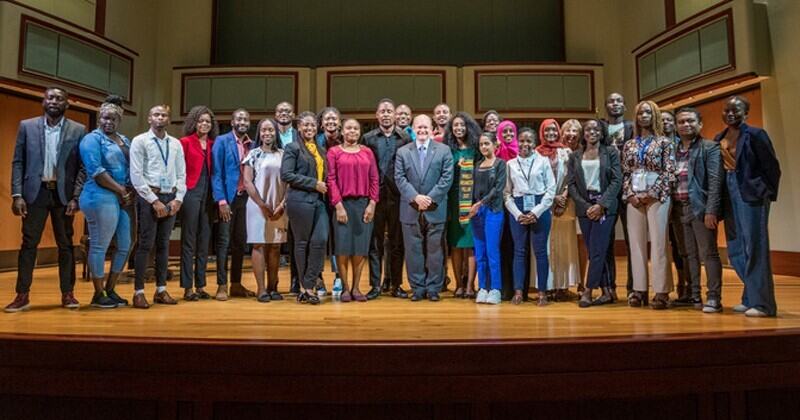 The 2022 cohort of Mandela Washington Fellowship for Young African Leaders meet with Sen. Chris Coons. UD is preparing now to welcome the 2023 Mandela Washington Fellows this summer.