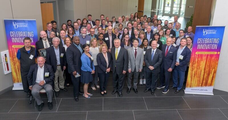 UD leadership, joined by members of Delaware’s congressional delegation, honored campus inventors on Monday, May 8, at the FinTech Innovation Hub on the University’s Science, Technology and Advanced Research (STAR) Campus. 