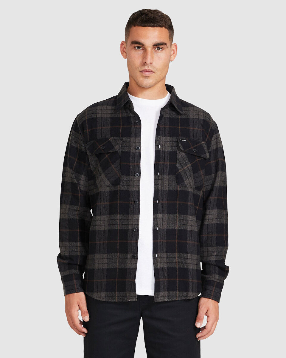 Brixton Mens Durham Relaxed Fit Long Sleeve Flannel Shirt