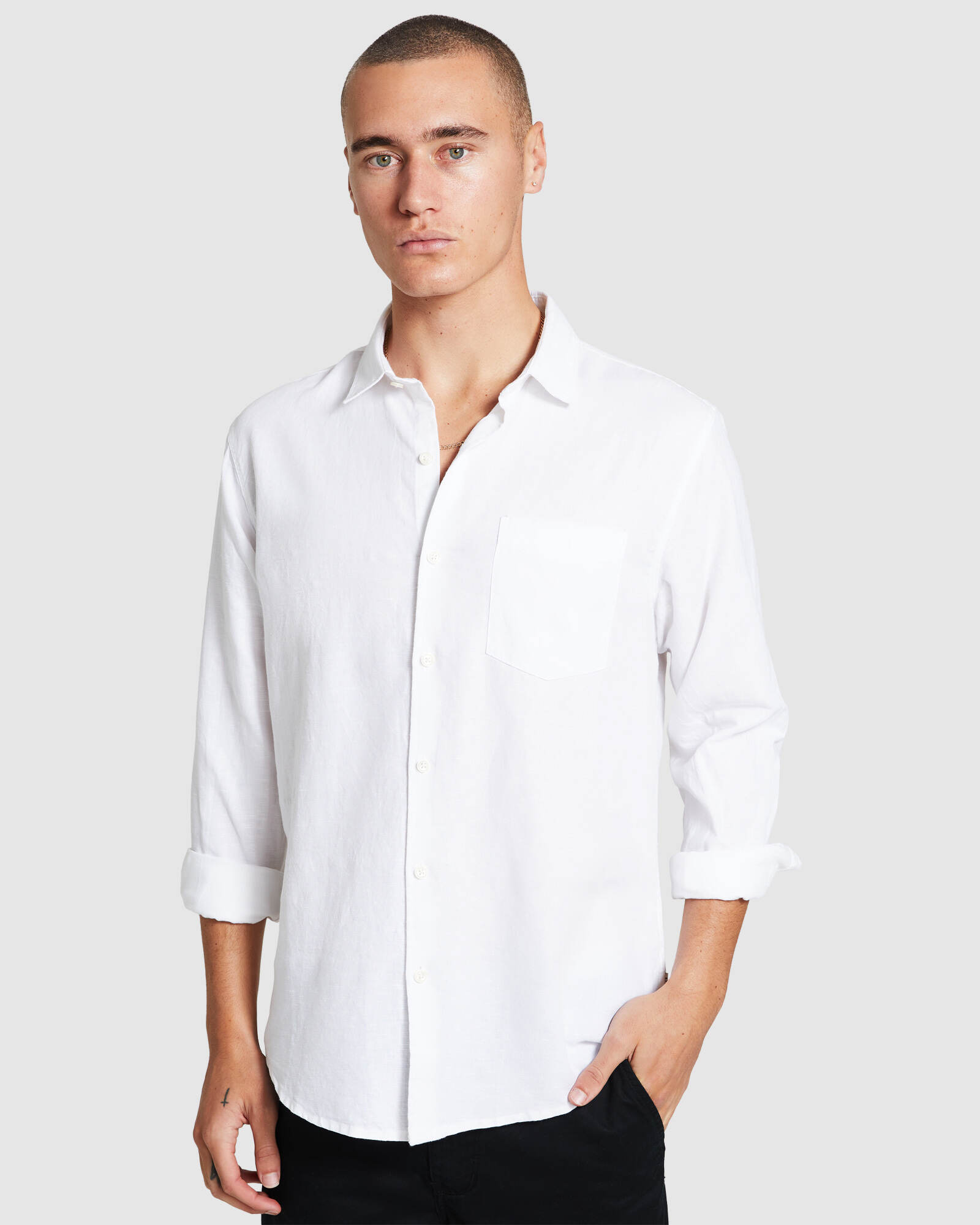 Arvust Grover Long Sleeve Linen Shirt White | Long Sleeve Shirts 