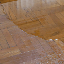 Water flooding on hardwood floors