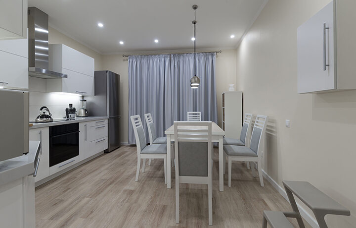 LVT flooring in minimalist kitchen
