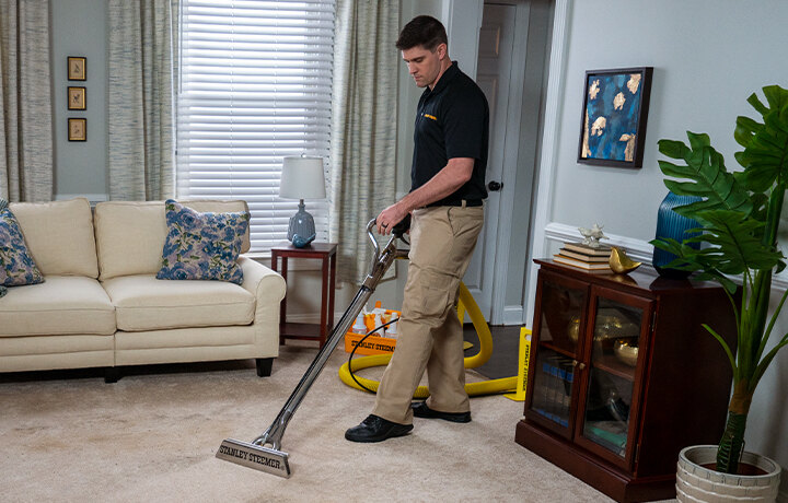 Stanley Steemer cleaning carpets of a staged home