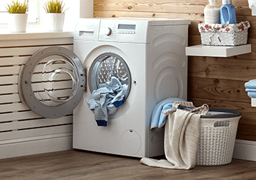 Clothes dryer with load of laundry