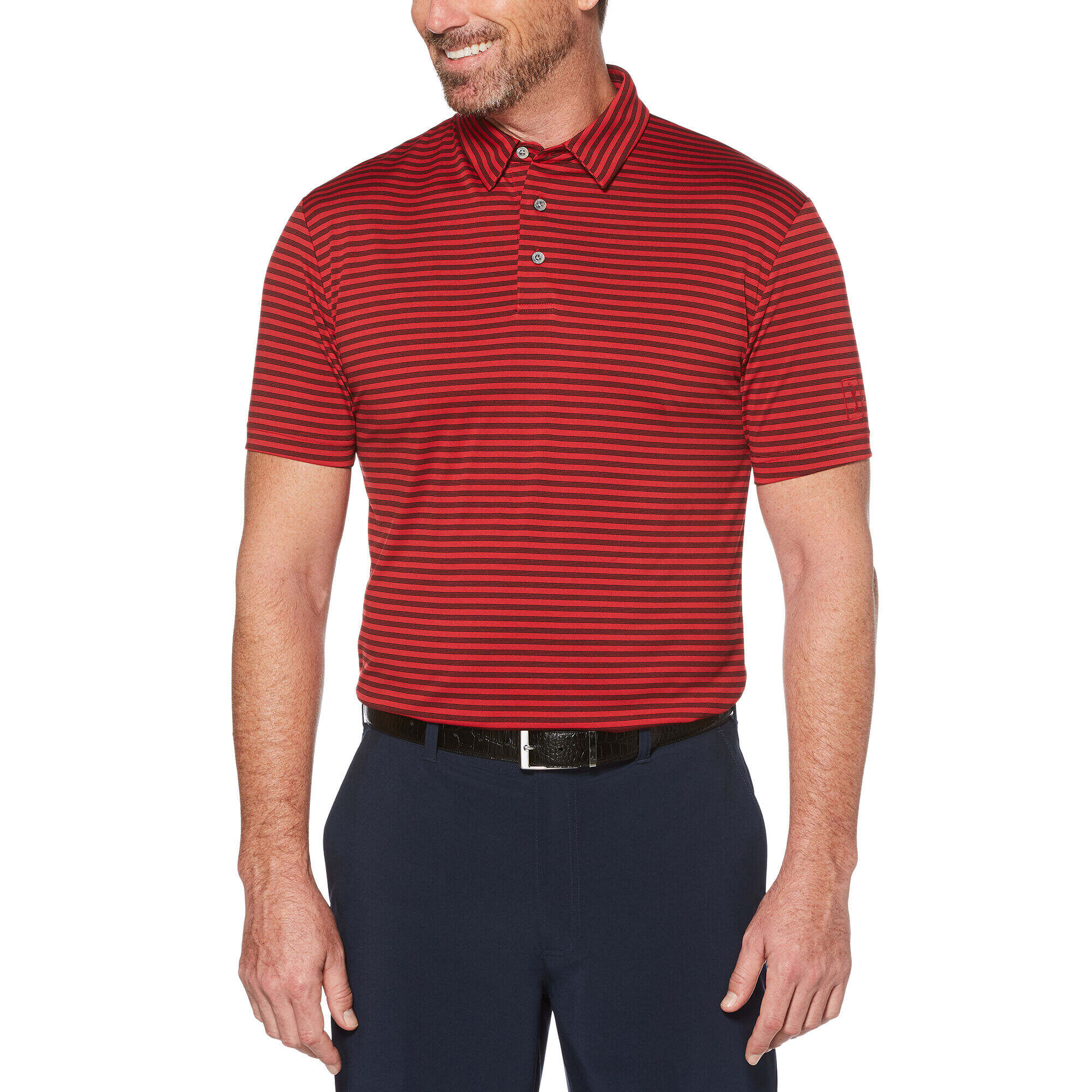shirt Top Casual M Men Short Sleeve Yarn Dyed Stripe Polo Shirt T XXL 