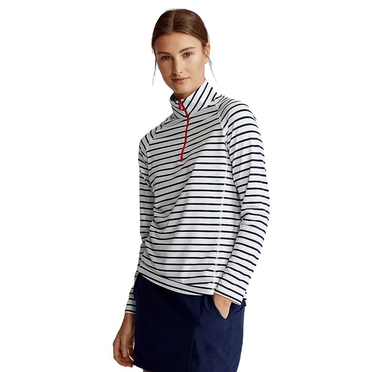 Airflow Striped Long Sleeve Quarter-Zip Pull Over