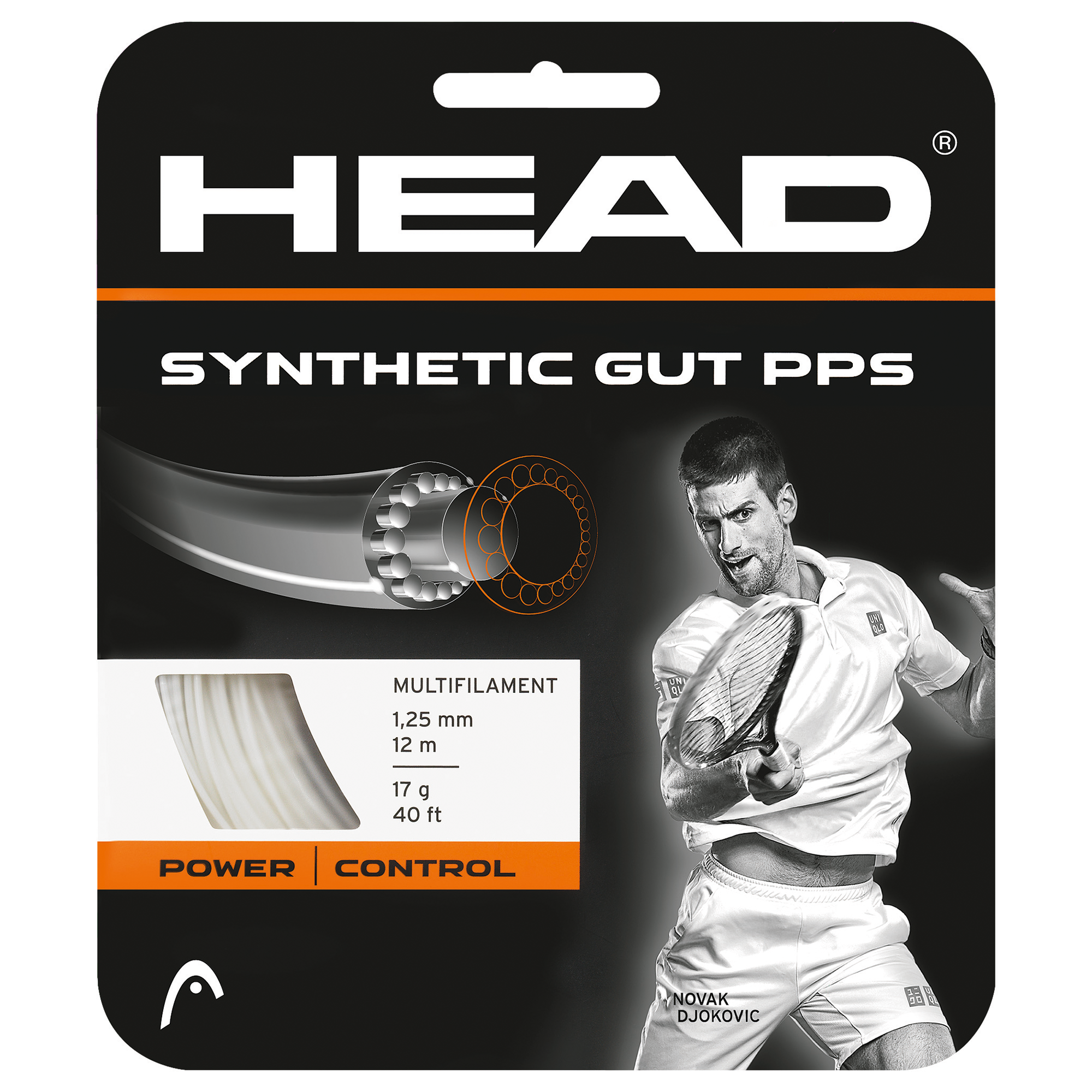 White HEAD Synthetic Gut PPS Tennis String 16 Gauge 